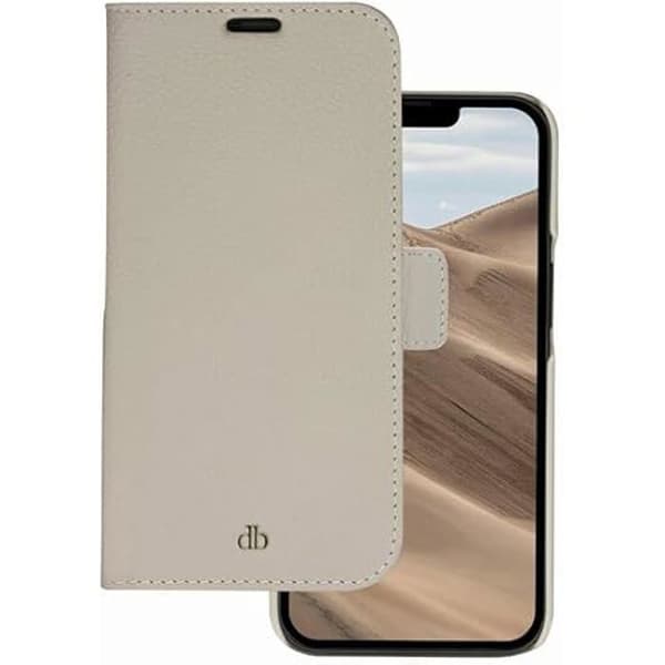 Coque iPhone 14 Plus - DBRAMANTE1928 - New York - Dune de sable - Plånboksfodral 2 i 1 - Fullnarv läder