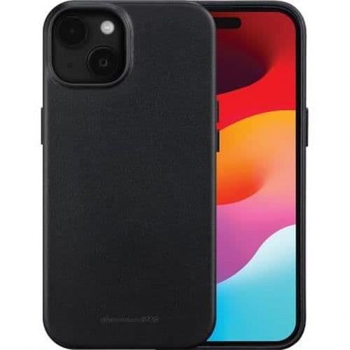 Fodral till iPhone 15 Plus i svart läder, motståndskraftig mot stötar och repor - DBRAMANTE1928