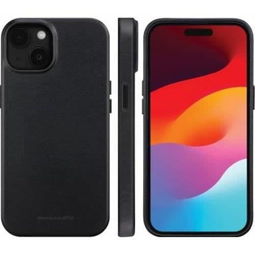Fodral till iPhone 15 Plus i svart läder, motståndskraftig mot stötar och repor - DBRAMANTE1928