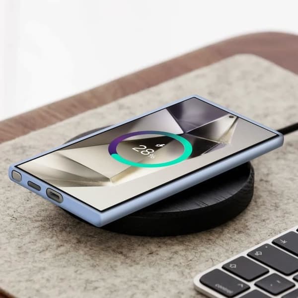 Coque för Samsung Galaxy S25 Ultra Äkta Läder Kindsuit Samsung Ljusblå