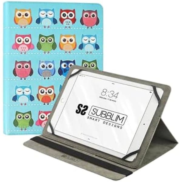 SUBBLIM Universalfodral för Owls Tablet från 9,6" till 11" tum, elastisk remstängning, tre visningsvinklar, system