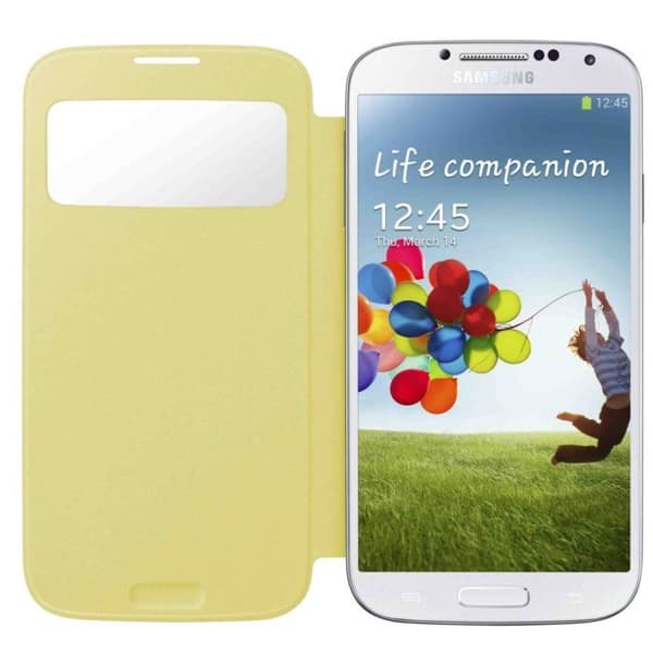 Etui med lock - SAMSUNG - Galaxy S4 I9500 - Gul - Semi-rigid - Direkt åtkomst till funktioner