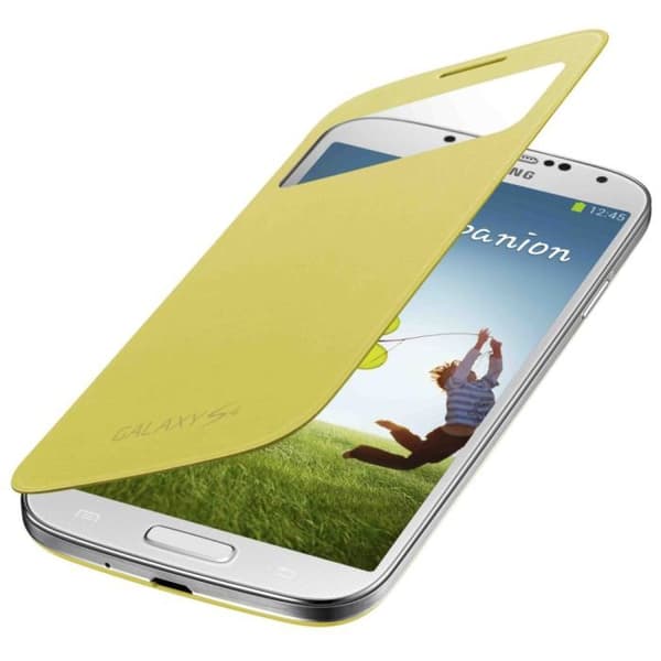 Etui med lock - SAMSUNG - Galaxy S4 I9500 - Gul - Semi-rigid - Direkt åtkomst till funktioner