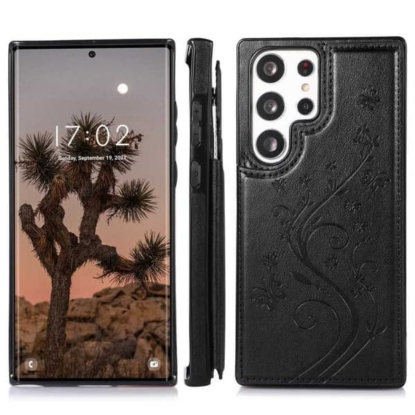 Samsung S25 Ultra Stöttåligt Skal Korthållare 3-FACK Flippr V2 - Svart