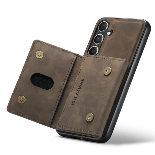 8-FACK Samsung S25 Plus Stöttåligt Skal med Magnetisk Korthållare DG.MING Detach - Brun