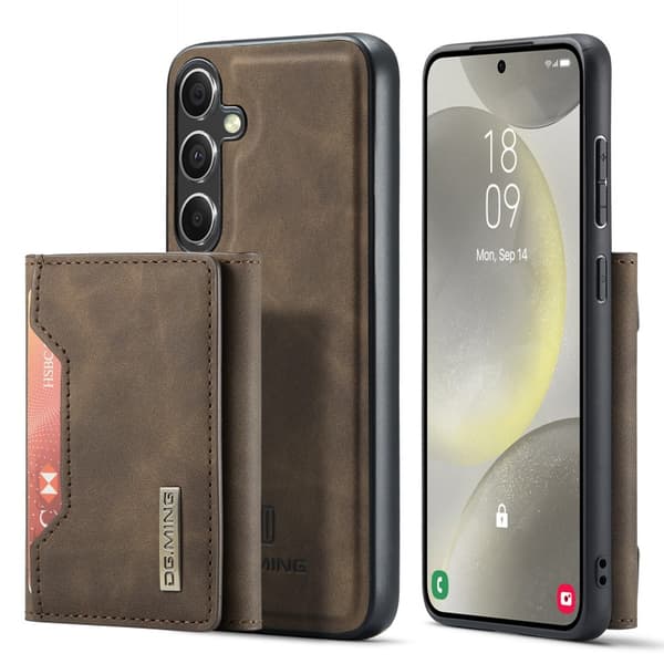 8-FACK Samsung S25 Plus Stöttåligt Skal med Magnetisk Korthållare DG.MING Detach - Brun
