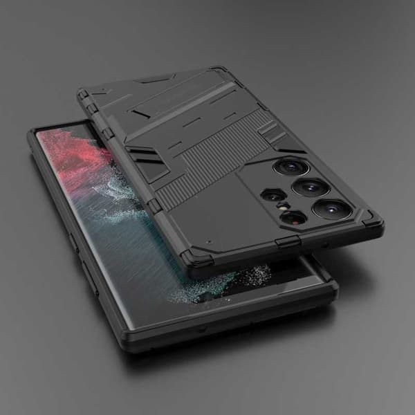 Samsung S25 Ultra Stöttåligt Skal med Kickstand ThinArmor V2 - Svart