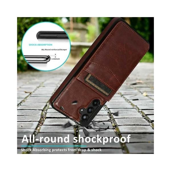 Samsung S25 Plus Mobilskal Korthållare 5-FACK Retro V3 - Brun