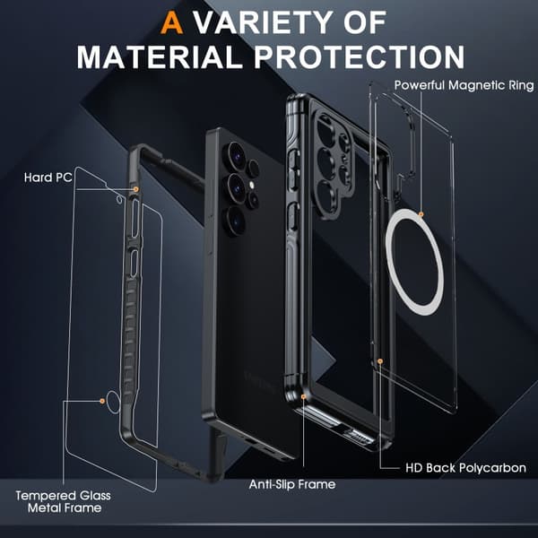 Samsung S25 Ultra Heltäckande Magsafe Premium 3D Skal 3in1 ThreeSixty