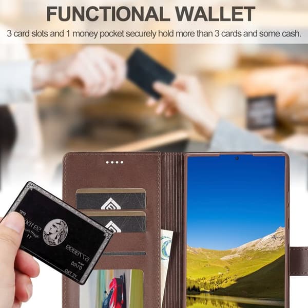 LC.IMEEKE Plånboksfodral Samsung S25 Ultra - Mörkbrun