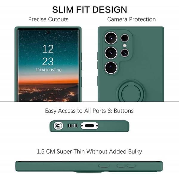 Samsung S25 Ultra Stöttåligt Skal med Ringhållare CamShield - Grön