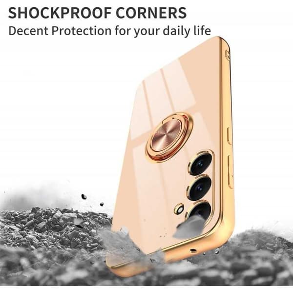 Samsung S25 Plus Elegant & Stöttåligt Skal med Ringhållare Flawless - Roseguld