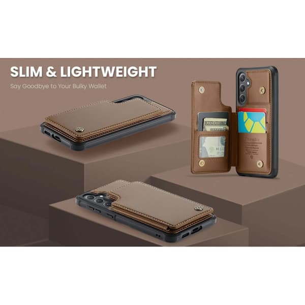 CaseMe Stöttåligt Skal Korthållare Stativ 4-Fack Samsung S25 Plus Brun