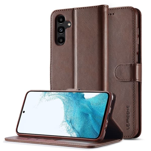 LC.IMEEKE Plånboksfodral Samsung S25 - Mörkbrun