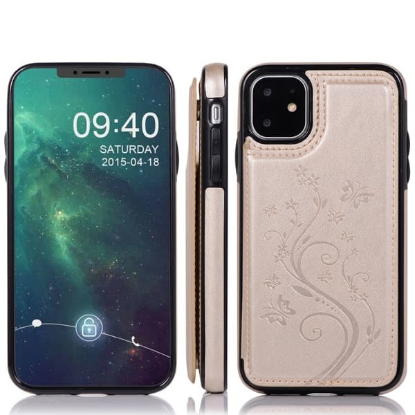 iPhone 11 Stöttåligt Skal Korthållare 3-FACK Flippr V2 - Guld