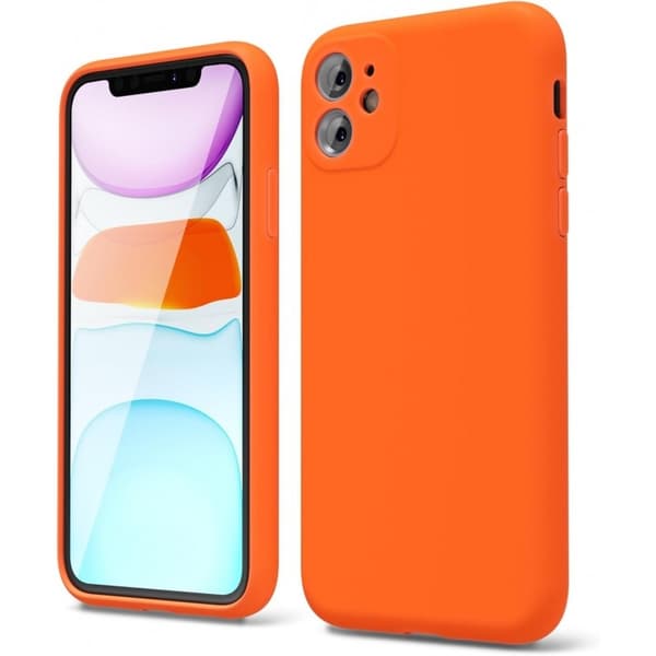 iPhone 11 Gummibelagd Skal Kameraskydd Liquid - Orange