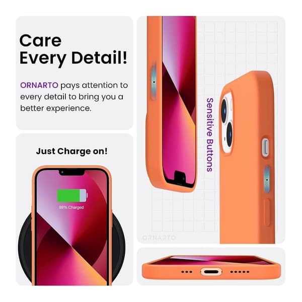iPhone 15 Gummibelagd Skal Kameraskydd Liquid - Orange