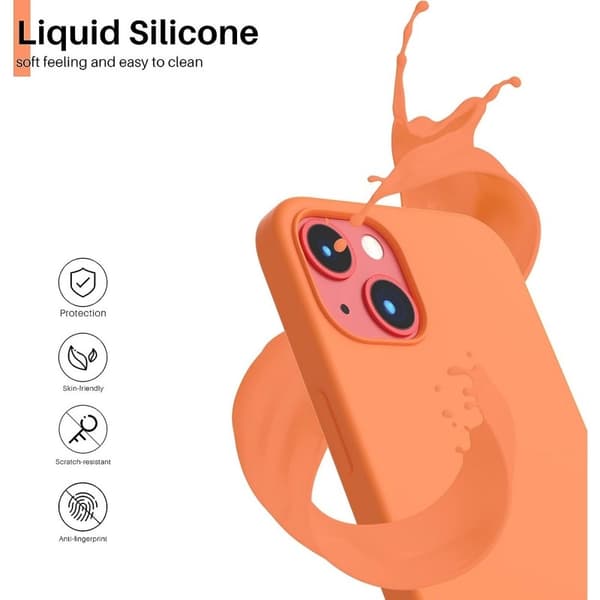 iPhone 15 Gummibelagd Skal Kameraskydd Liquid - Orange