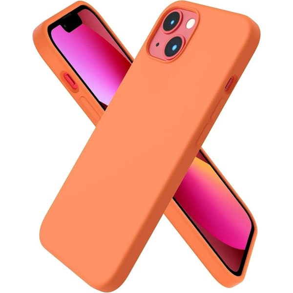 iPhone 15 Gummibelagd Skal Kameraskydd Liquid - Orange