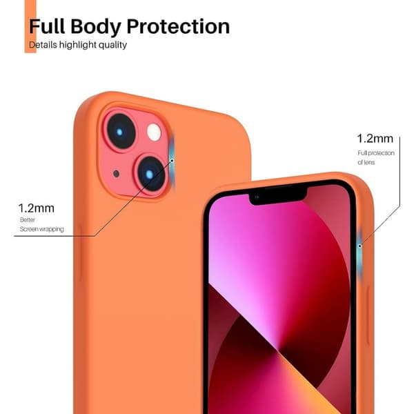 iPhone 13 Gummibelagd Skal Kameraskydd Liquid - Orange