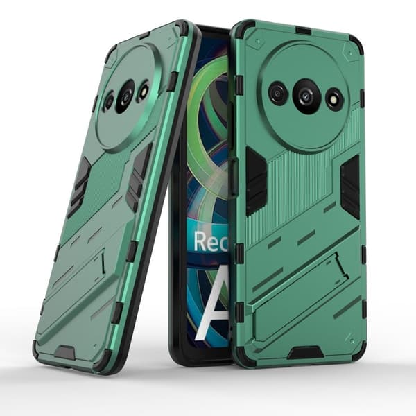 Redmi A3 Stöttåligt Skal med Kickstand ThinArmor V2 - Grön