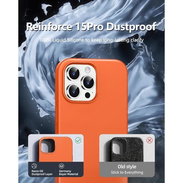 iPhone 15 Pro Max Gummibelagd Skal Kameraskydd Liquid - Orange