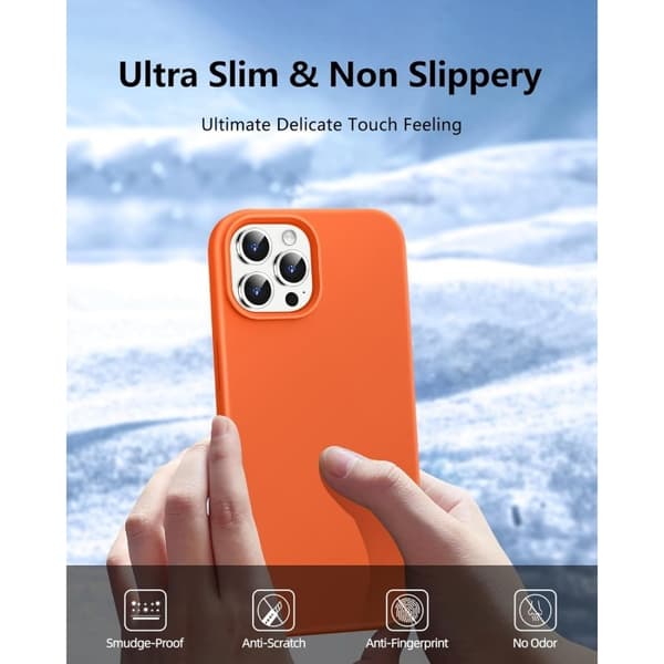 iPhone 15 Pro Max Gummibelagd Skal Kameraskydd Liquid - Orange