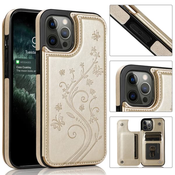 iPhone 11 Pro Max Stöttåligt Skal Korthållare 3-FACK Flippr V2 - Guld