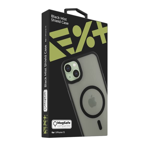 NEXT ONE Mist Shield MagSafe iPhone 15 -kotelo, musta