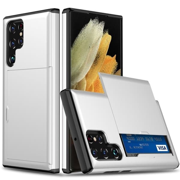 Samsung Galaxy S23 Ultra Skal med glidkortshållare - Vit