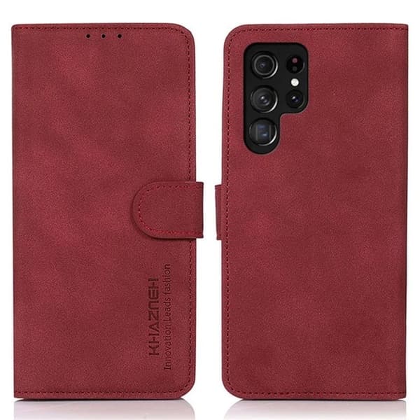 KHAZNEH Samsung Galaxy S25 Ultra Plånboksfodral med stativ - Röd