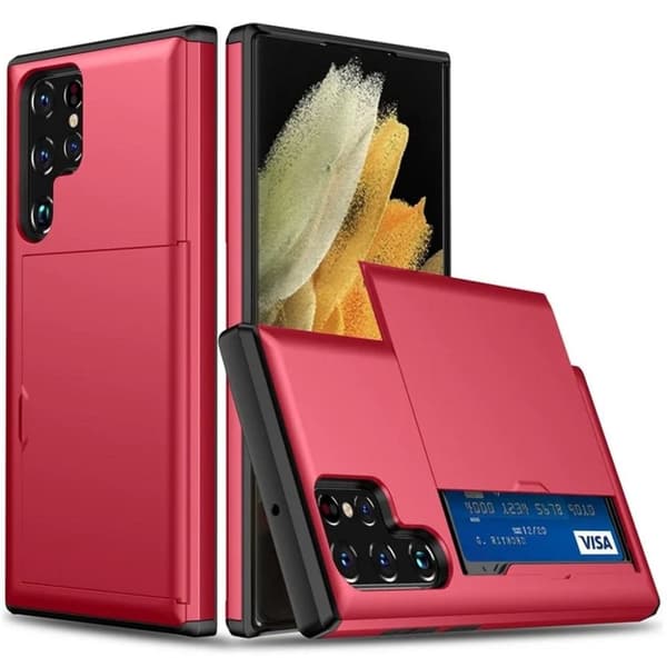 Samsung Galaxy S25 Ultra Skal med kortplats - Röd