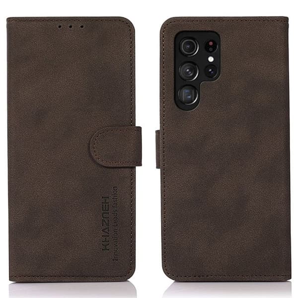 KHAZNEH Samsung Galaxy S25 Ultra Plånboksfodral med stativ - Brun