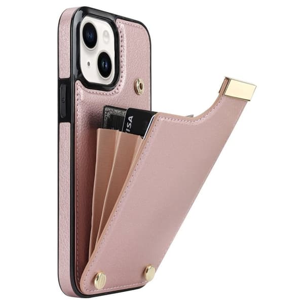 iPhone 15 Plus Skal med korthållare - Roséguld