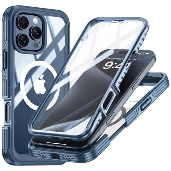 iPhone 16 Pro Skal med skärmskydd - Mörkblå