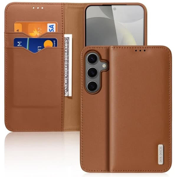 DUX DUCIS Samsung Galaxy S25 Plånboksfodral i läder - Brun