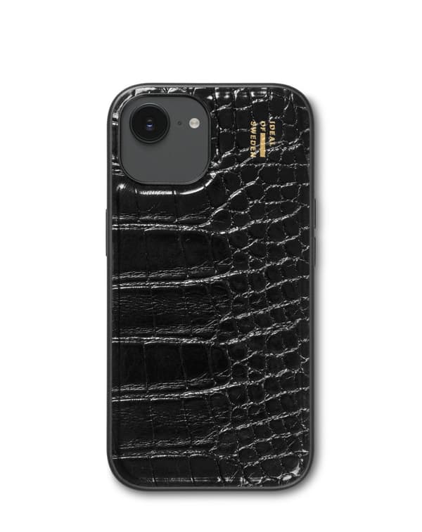 Vegan Leather Case MagSafe iPhone 13 / 14 / 15 / 16e Black Croco