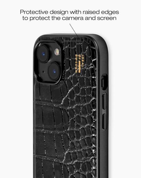 Vegan Leather Case MagSafe iPhone 13 / 14 / 15 / 16e Black Croco