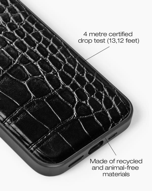 Vegan Leather Case iPhone 12 / 12 Pro Black Croco