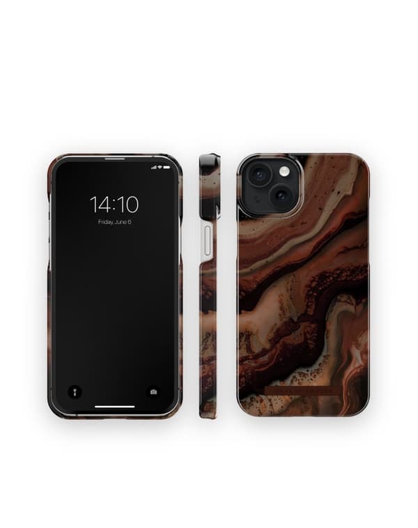 Printed Case iPhone 15 Plus Dark Amber Marble
