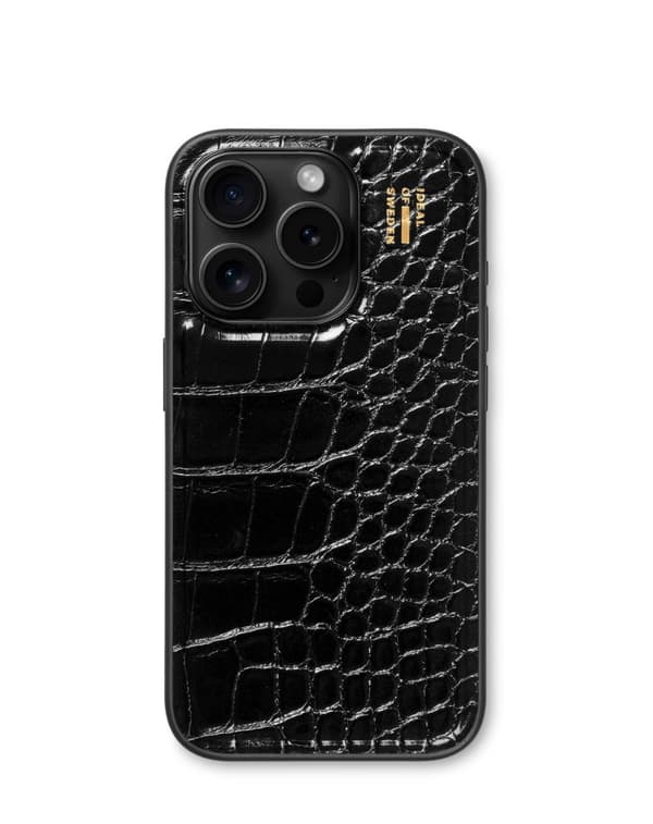 Vegan Leather Case MagSafe iPhone 15 Pro Black Croco