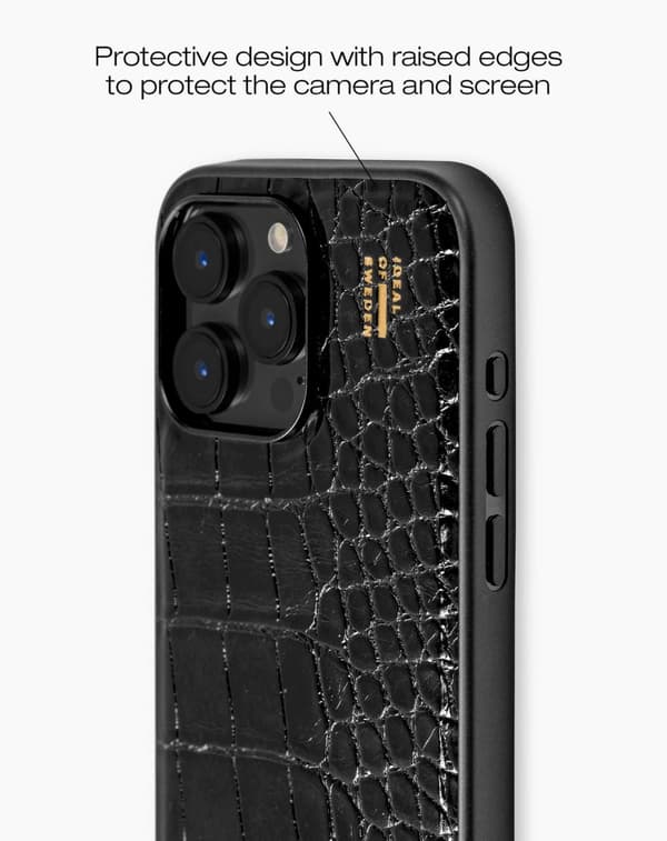 Vegan Leather Case MagSafe iPhone 14 Pro Max Black Croco