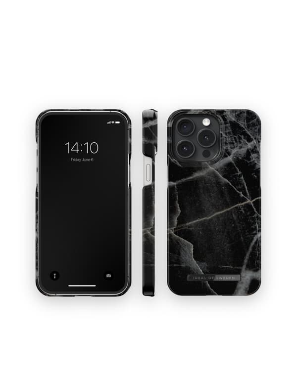 Printed Case MagSafe iPhone 15 Pro Max Black Thunder Marble