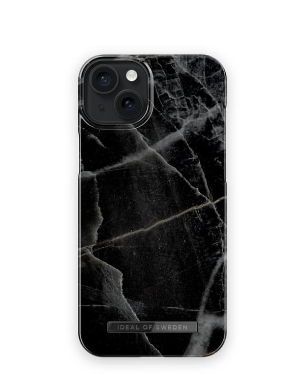 Printed Case MagSafe iPhone 15 Plus Black Thunder Marble