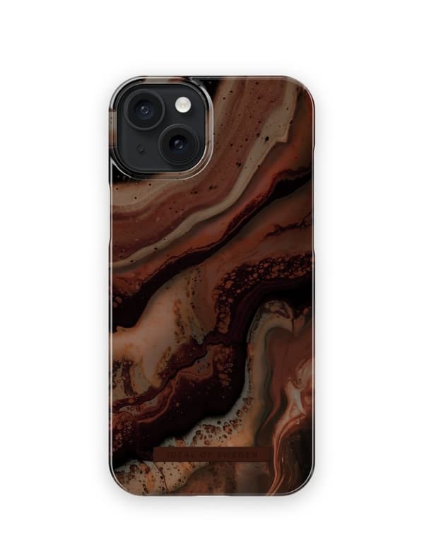 Printed Case MagSafe iPhone 15 Plus Dark Amber Marble