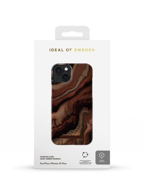 Printed Case MagSafe iPhone 15 Plus Dark Amber Marble