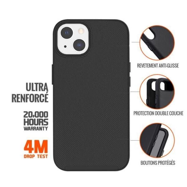Skal till iPhone 15 styvt med 2 ultraförstärkta anti-fall lager 4M Eiger Black