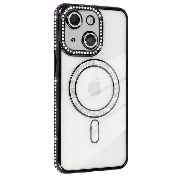 Diamond bling MagSafe cover Apple iPhone 13 - Sort