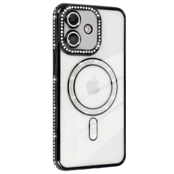 Diamond bling MagSafe cover Apple iPhone 16 - Sort