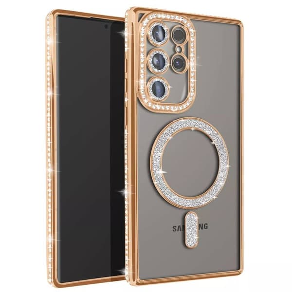 Diamond bling MagSafe cover Samsung Galaxy S22 Ultra - Gold
